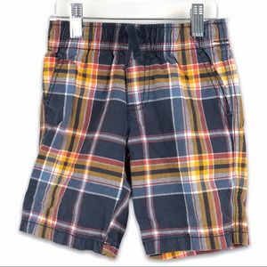 Gymboree Navy Blue and Orange Plaid Shorts Size 5
